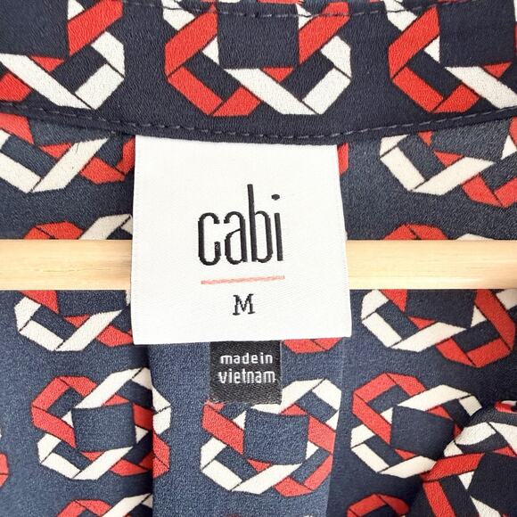 Cabi Fountain Blouse Collared Navy and Red Long Sleeves Medium 6710 KD spring 25 - Picture 3 of 4